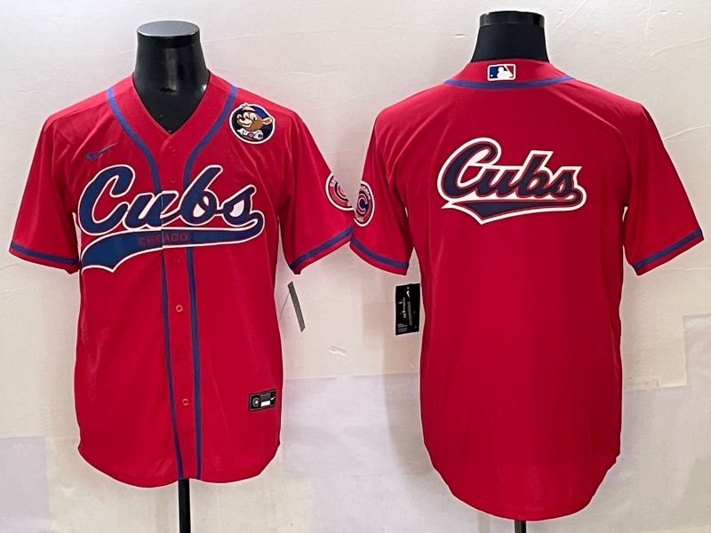 Men 2025 Chicago Cubs Blank Red Joint Name Nike MLB Jersey style 8